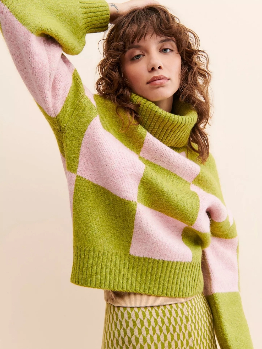 UO Native Youth Iola Checkerboard Sweater